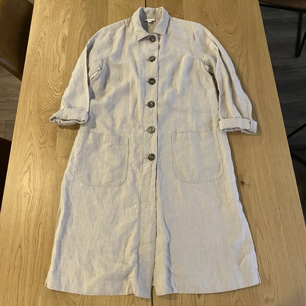 J. Jill "Love Linen"Duster Jacket Women's Medium Button-Front Longline Lagenlook